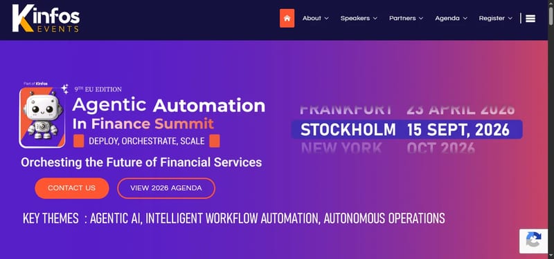 Agentic AI & Automation in Finance Summit Stockholm 2026 event banner