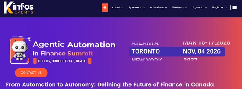Agentic Automation in Finance Canada Summit 2026 event banner