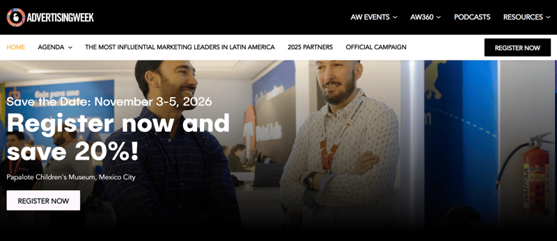 Advertising Week LATAM 2026 event banner