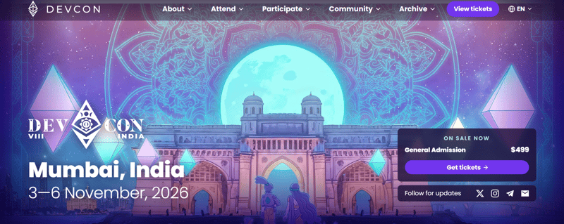 Devcon 8 Mumbai 2026 event banner